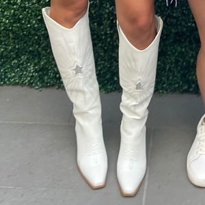 Billini White Silver Cowboy Boots with Star